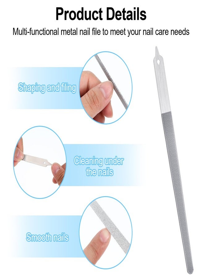 Bremorou 4 Pcs Diamond Deb Nail File Metal Nail File with Sharp Pointed Tip, Stainless Steel Nail Filer Metal Nail Files for Natural Nails Double Sided Manicure Pedicure Toenails Tools for Salon Home (Small) - Image 3